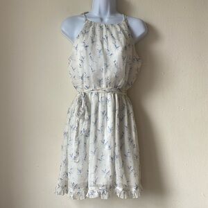 Abercrombie & Fitch Floral Halter Dress w/ Ruffle Hem Sheer Fairy Ethereal Sz S